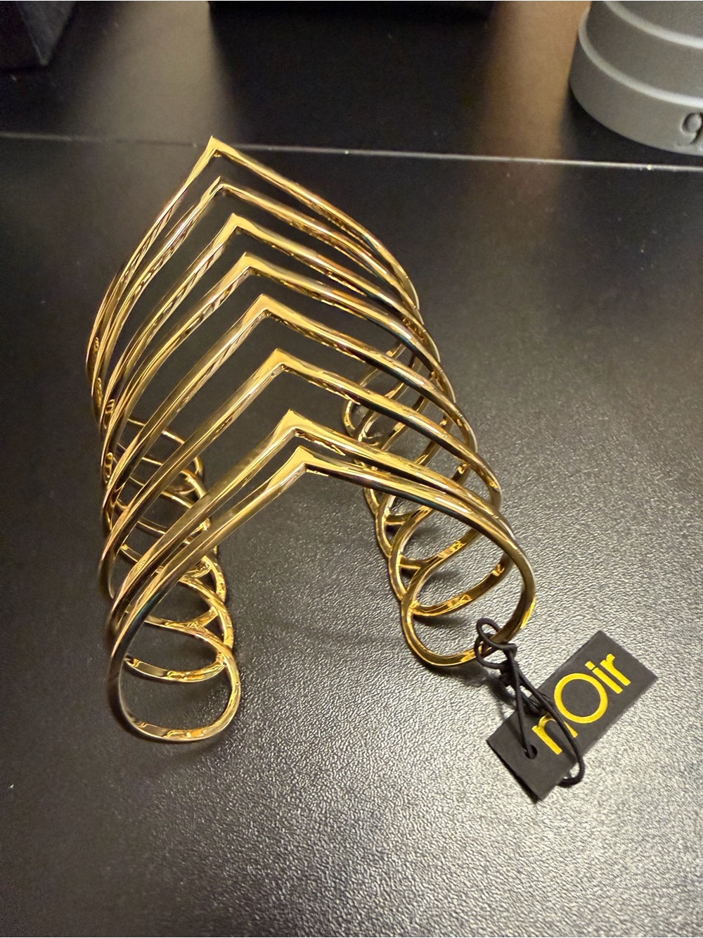 nOir Jewelry Layered Chevron Open Cuff Bracelet in Gold